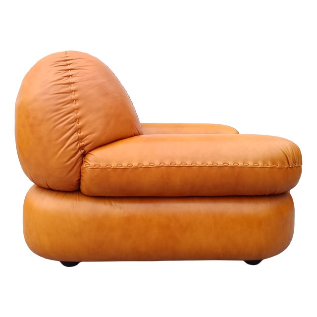Cognac Leather Sapporo Armchair from Mobil Girgi, Italy, 1970s For Sale