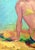 American Basking in the Sun - Mid Century Modern Multicolor Female Figurative by Jon Blanchette For Sale - Image 3 of 5
