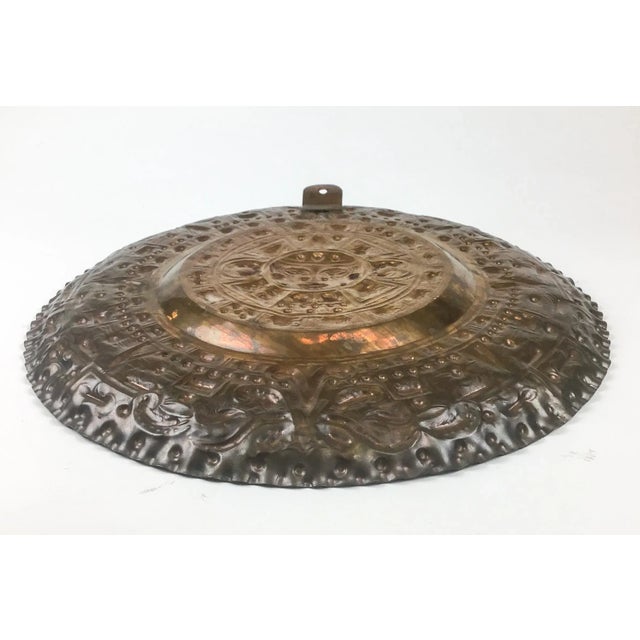 Copper Vintage Hand Hammered Solid Copper Sun God Hanging Wall Plate For Sale - Image 8 of 13