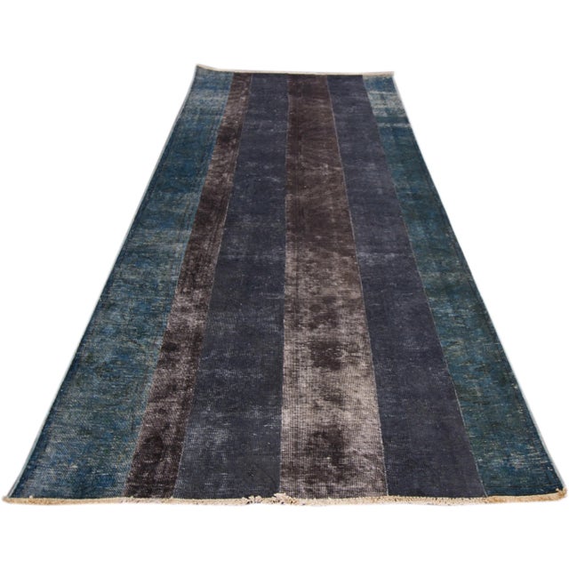 Vintage Persian Overdyed Handmade Multicolor Geometric Wool Runner For Sale - Image 4 of 8