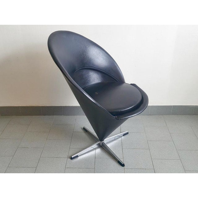 Vintage Cone Chair in Steel and Skaî by Verner Panton, 1960s For Sale - Image 6 of 15