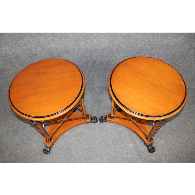 Pair of Egyptian Revival French Empire Ebonized Birch Figural End Tables For Sale - Image 4 of 11