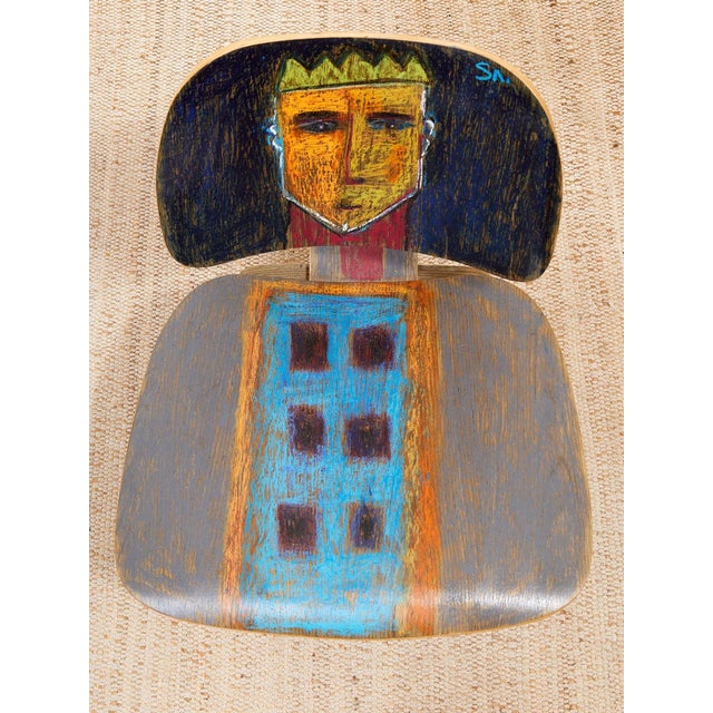 Mid 20th Century Spencer Collins Hand-Painted Molded Plywood Chair With Abstract Portrait For Sale - Image 11 of 12