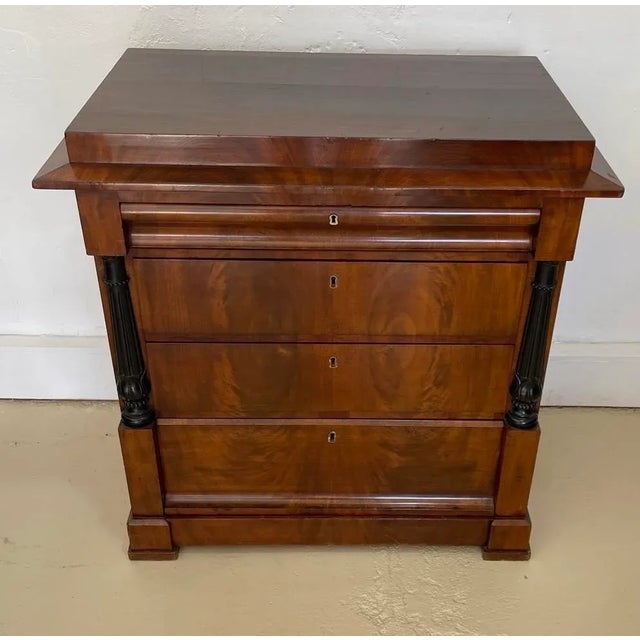 Early 19th Century Antique Empire Mahogany & Ebony Commode Chest of Drawers Nightstand For Sale - Image 5 of 5