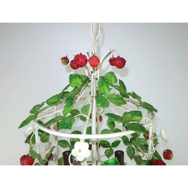 Italian Tole Strawberry Birdcage Chandelier Lantern Light, c.1960 For Sale In Atlanta - Image 6 of 13