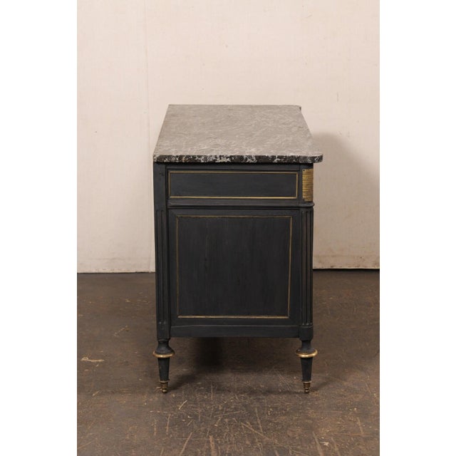 19th Century French Neoclassic Commode W/ Marble Top & Brass Pulls For Sale - Image 10 of 12