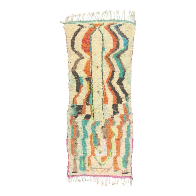 Vintage Azilal Boucherouite Moroccan Rug, 03'04 X 07'10 For Sale