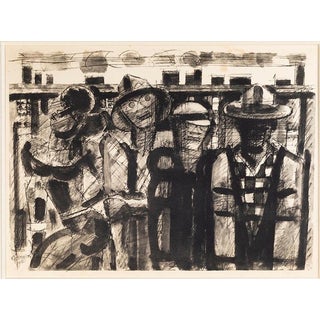 Marcel Gromaire, Figurative Composition, 1951, China Ink and Watercolor Drawing For Sale