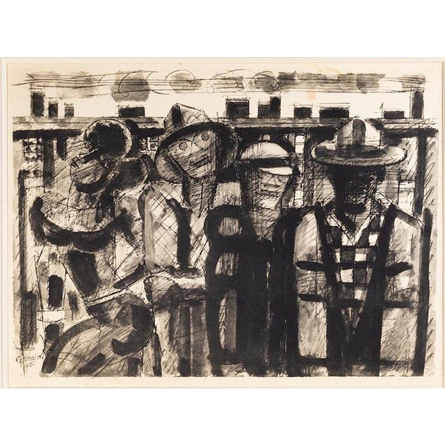 Marcel Gromaire, Figurative Composition, 1951, China Ink and Watercolor Drawing For Sale