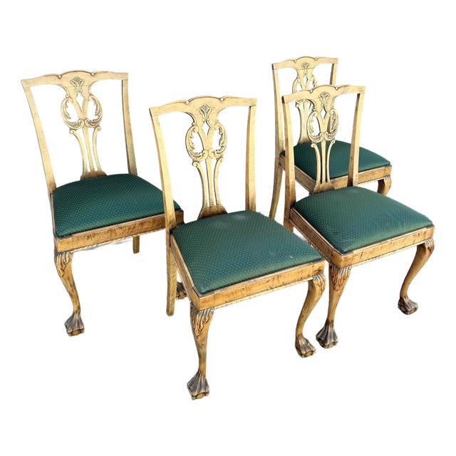 Vintage Chippendale Style Ball in Claw Dining Chairs - Set of 4 For Sale