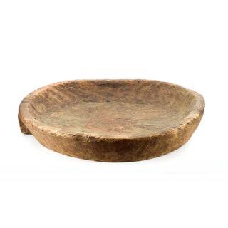 Huge Hand Hewn Primitive Flat Bowl For Sale
