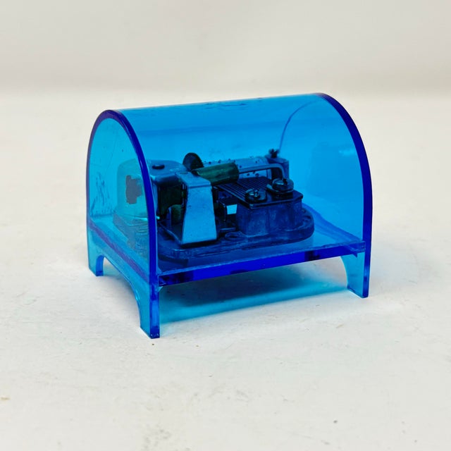 Plastic Vintage Blue Acrylic “Dance of the Sugarplum Fairy” Music Box For Sale - Image 7 of 7