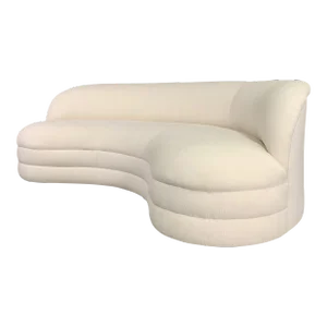 Mid Century Kidney Bean Curved Sofa Weiman Style in Textured Velvet