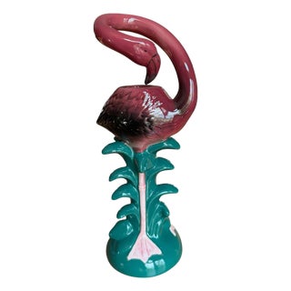 1980s Pink Flamingo Candlestick Holder For Sale