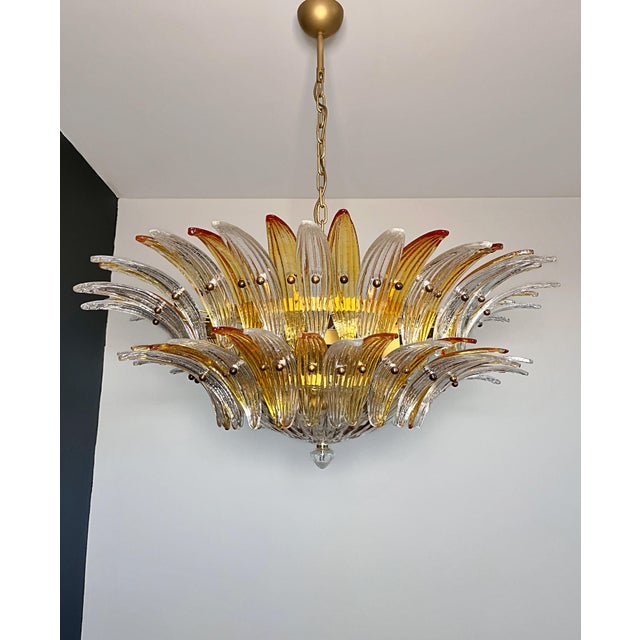 Murano Chandelier in Amber and Clear Glasses, 1990s For Sale - Image 11 of 18