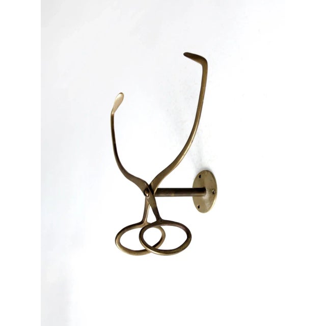 Metal Antique Brass Wall Mount Ice Block Tongs For Sale - Image 7 of 13