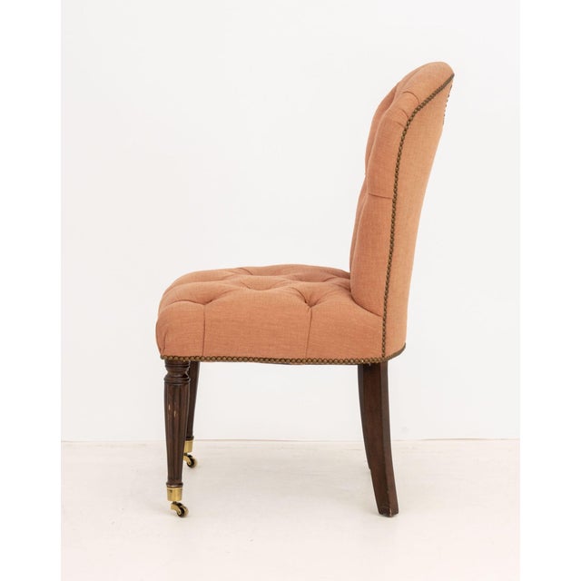 Late 20th Century Edward Ferrell Victorian Style Button-Tufted Red Fabric Upholstered Slipper Chair For Sale - Image 5 of 8