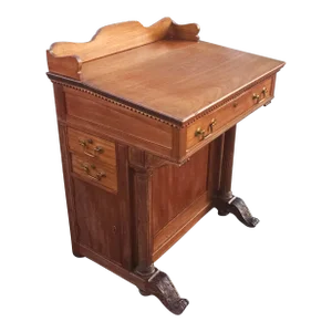 19th Century Victorian Five-Drawer Walnut Davenport Desk