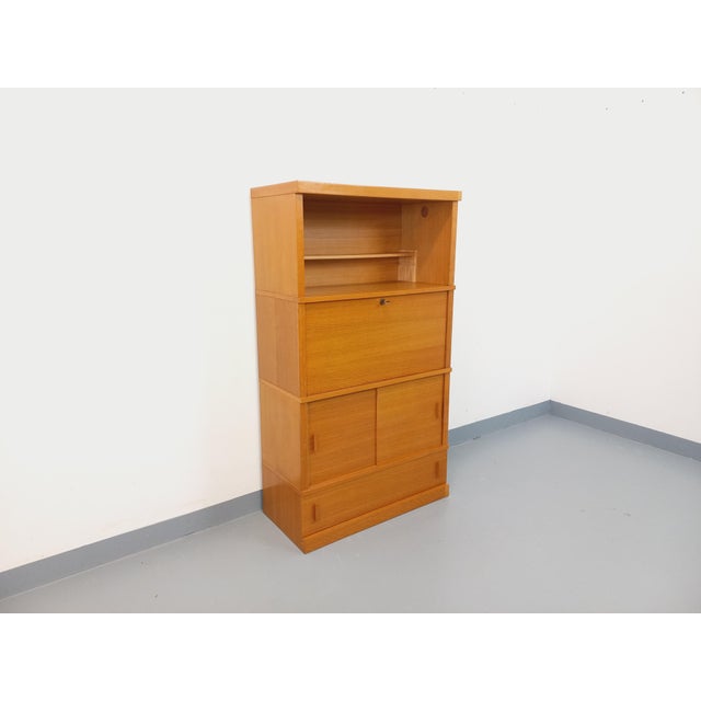 Vintage Oak Bookshelf with Secretary, 1960s For Sale - Image 17 of 17