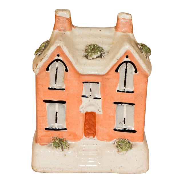 19th C Staffordshire Cottage Bank For Sale