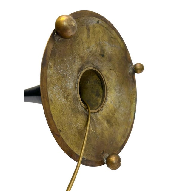 Brass and Black Laquered Floor Lamp on Ball-Shape Legs, 1980s For Sale - Image 6 of 10