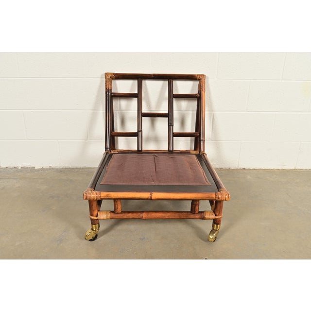 John Wisner for Ficks Reed Mid-Century Hollywood Regency Bamboo Rattan Lounge Chair, 1950s For Sale - Image 10 of 15