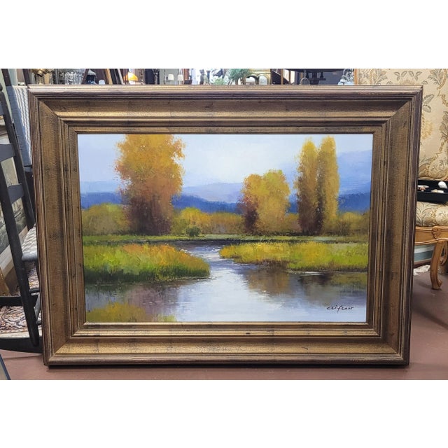Fine Beautiful Oil Painting Landscape Signed For Sale - Image 11 of 12