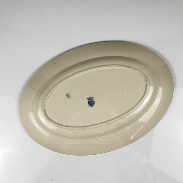 Oval Dish with Blue Floral Pattern from Badonviller, 1920s For Sale - Image 4 of 8