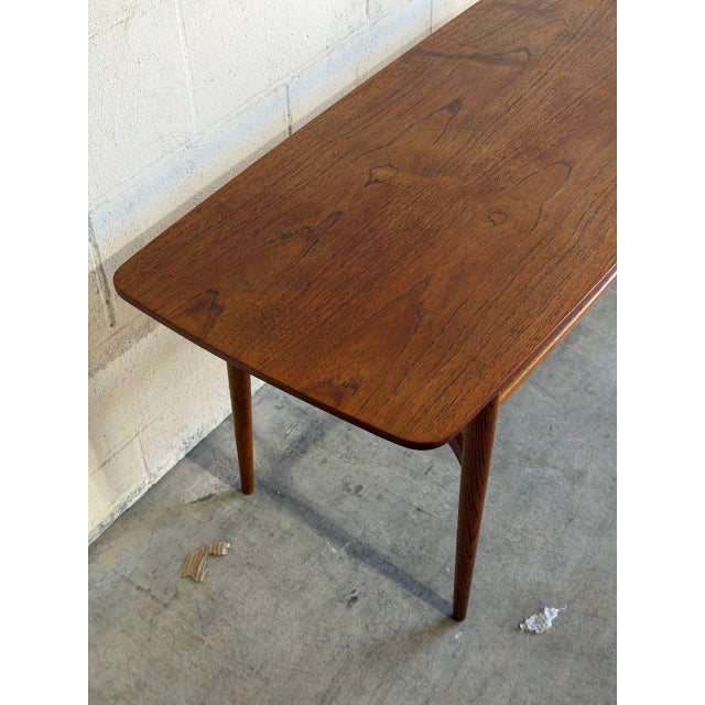 Mid-Century Modern Teak Coffee Table With Slatted Lower Shelf and Tapered Legs Denmark 1960s For Sale - Image 3 of 9