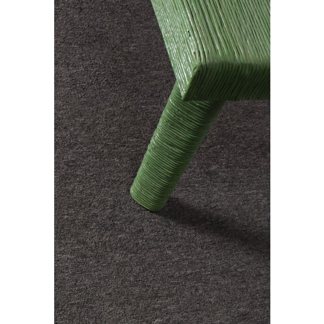 Vintage Mint Green Jute Wrapped Wooden Coffee / Cocktail Table For Sale - Image 15 of 18