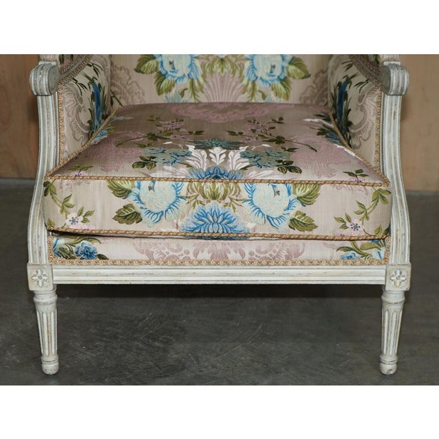 Green Antique French Charles-Emile Moinat Silk Floral Upholstered Armchairs, Set of 2 For Sale - Image 8 of 18