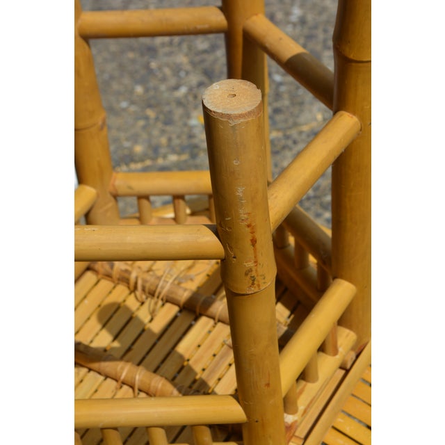 1970s Vintage Set of 3 Golden Bamboo Nesting Tables or Stools - Hexagon Shaped For Sale - Image 14 of 16