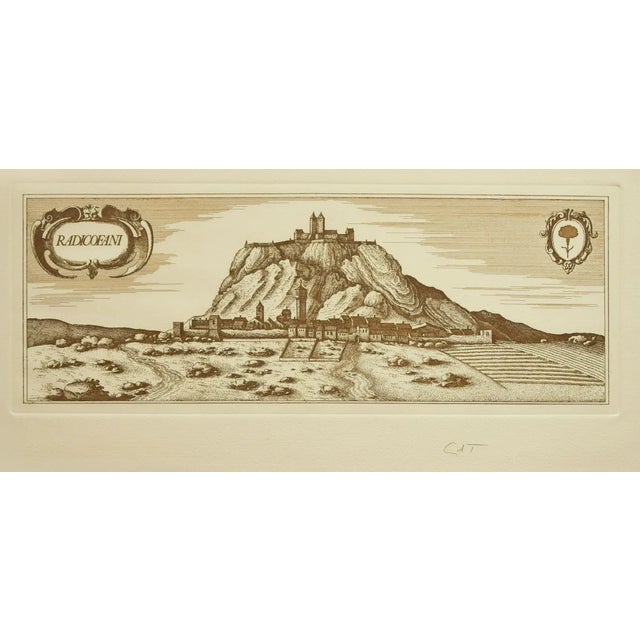 Radicofani by GdT - Original Etching by Bettino Craxi - 1980s 1980s For Sale