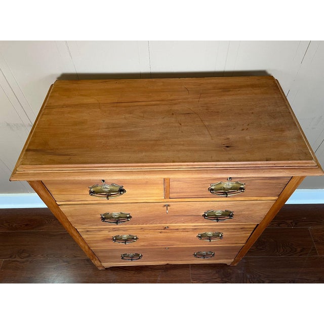 Antique English Country Pine Chest of Drawers 5 Drawer Dresser C1920 For Sale - Image 10 of 18