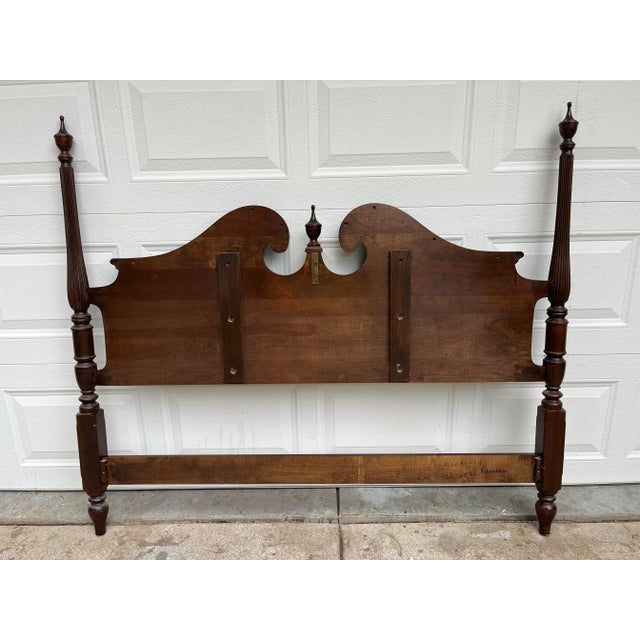 1970s Ethan Allen Georgian Court Queen Cherry 4-Poster Headboard For Sale - Image 10 of 12