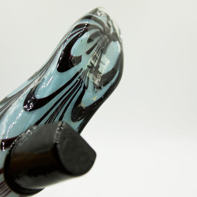 Aqua Boot Glass Vase Hand-Blown with Tear-Off Point For Sale - Image 8 of 11