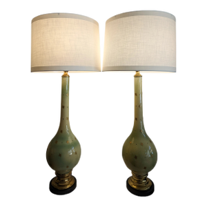 Vintage Pair Murano Long Neck Lamps in the Manner of Archimede Leguso C.1960s