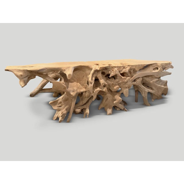 Contemporary Andrianna Shamaris Monumental Bleached Teak Wood Console Table For Sale - Image 3 of 6