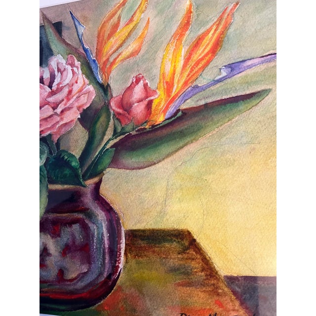 Orange 1999 Floral Arrangement in a Vase Still Life Painting by Dorothy Dickensen Corbit, Framed For Sale - Image 8 of 10