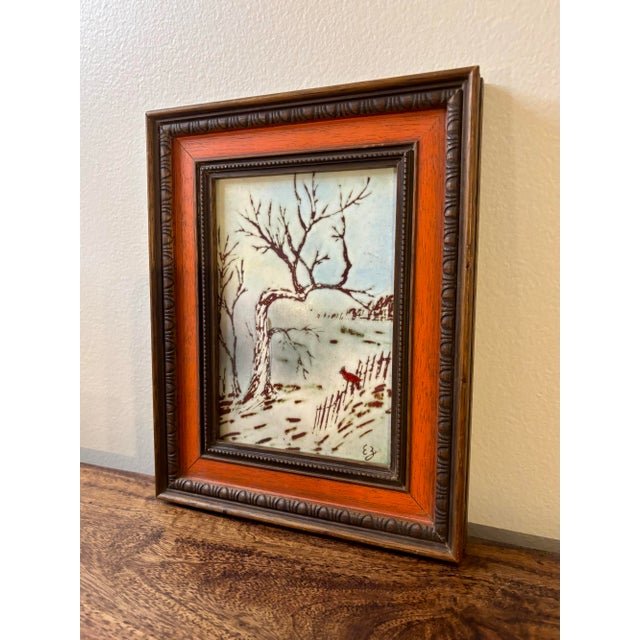 Vintage French Enamel on Copper Winter Scene by E. J. Guitard For Sale - Image 4 of 7