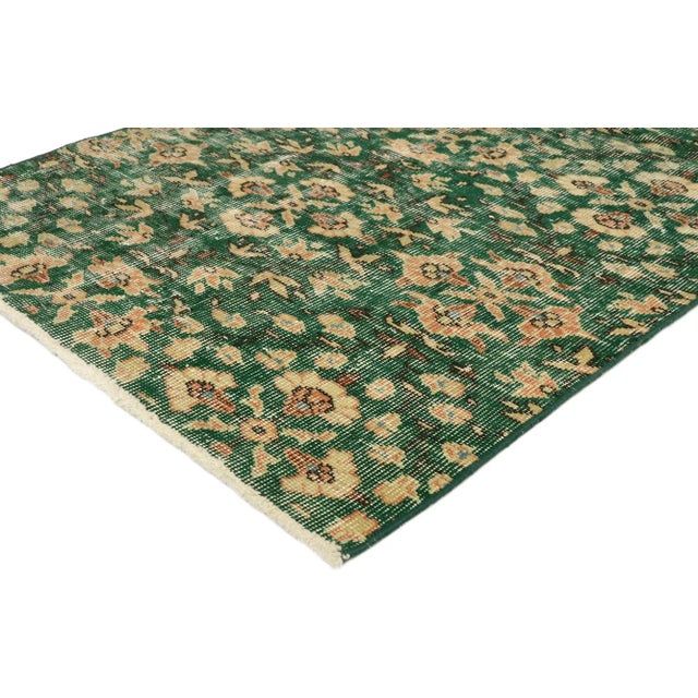 51901 Zeki Muren Distressed Vintage Turkish Sivas Rug With Biophilic Prairie School Style 02'10 x 05'06. Reflecting...