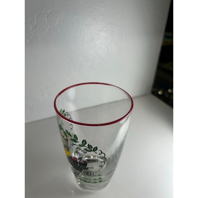 1950s Libbey Mid-Century Modern Glasses With Colorful Images of Ford Model T in Highball Glasses and Packard Carriage Images in Wine Glasses For Sale - Image 9 of 11