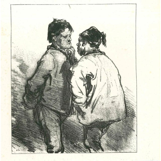 After Gavarni, The Men, Original Lithograph, 1881 For Sale