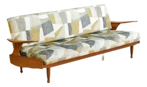 1960s Sofa Daybed by Greaves & Thomas in Abstract Romo Velvet