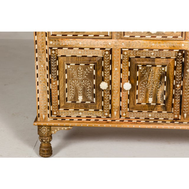 Anglo Style Mango Wood Buffet With Geometric Bone Inlay For Sale - Image 10 of 12