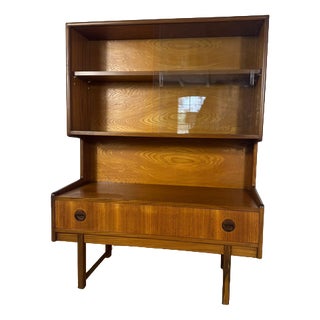 Vintage Teak Bookcase with Glass Doors For Sale