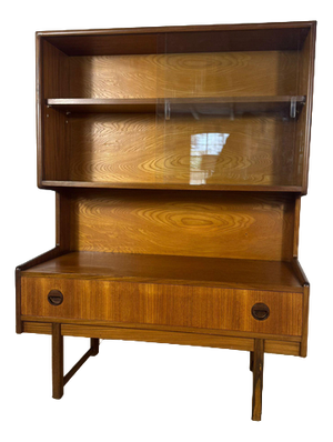 Vintage Teak Bookcase with Glass Doors