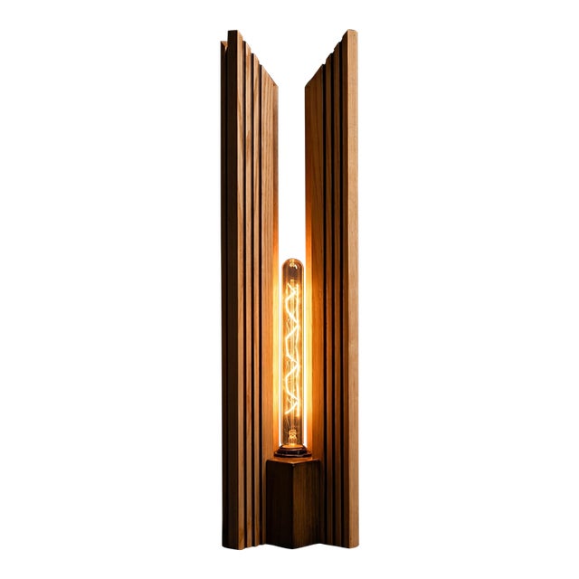 The Apex Architectural Art Deco Wood Table Lamp For Sale