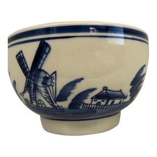 Vintage Delft Blue Scenic Bowl For Sale
