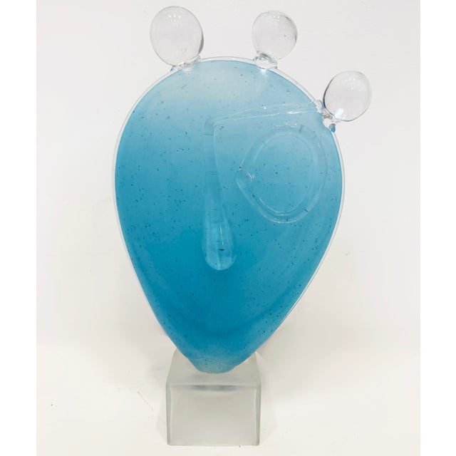 Glass Large Vintage Blown Art Glass Abstract Face Sculpture For Sale - Image 7 of 10